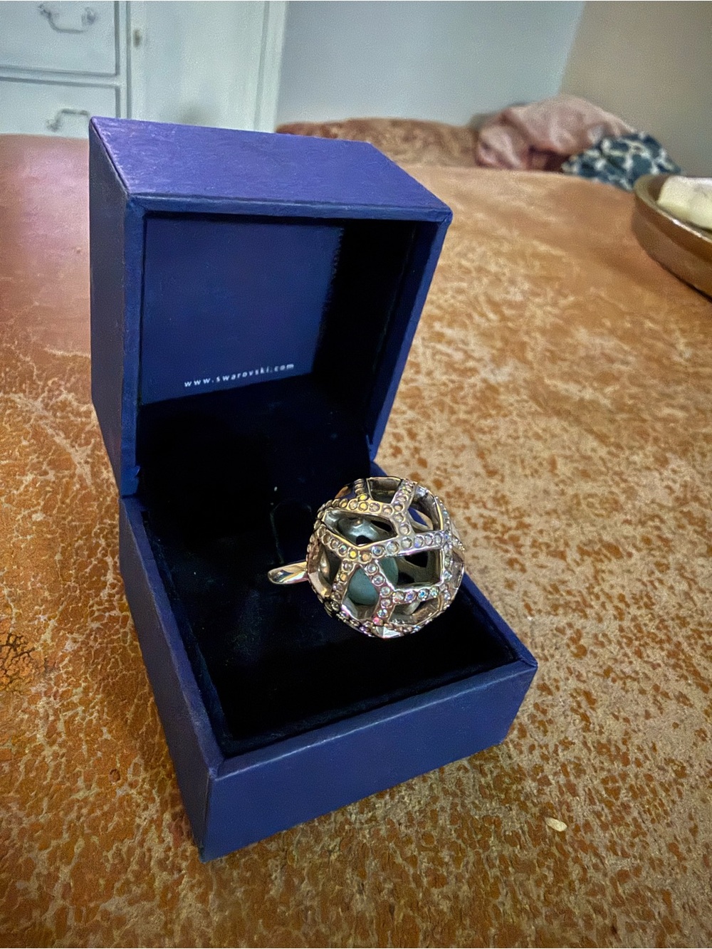 Swarovski Orb Ring with Iridescent Crystals